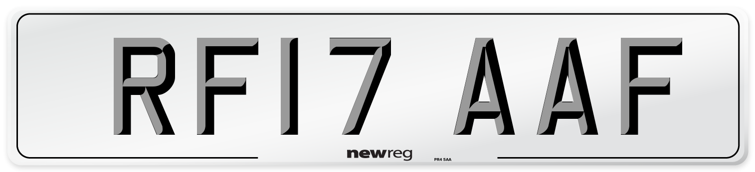 RF17 AAF Number Plate from New Reg